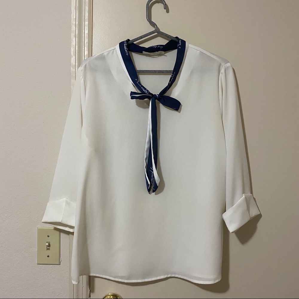 Bow tie long sleeve White blouse